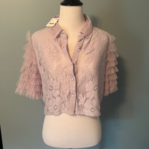 Free People purple cropped blouse size small NEW with TAG - Picture 2 of 10